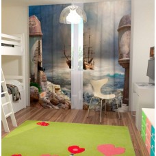 Фотошторы для детской комнаты с эффектом объемного рисунка 3D Буря 155*270см